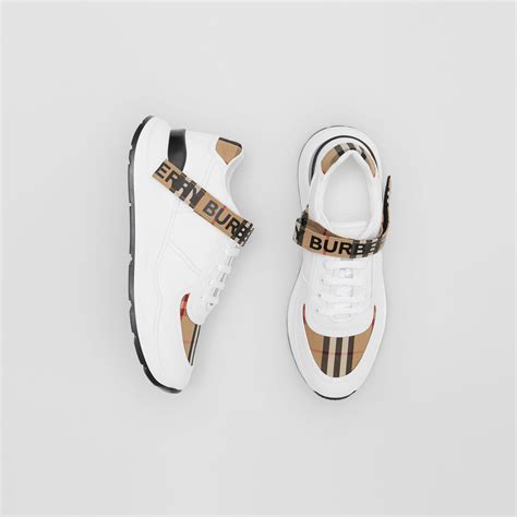 burberry logo detail leather and nylon sneakers|burberry sneakers for females.